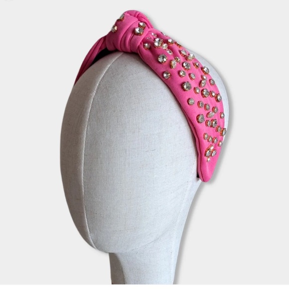 ???HOT PINK CRYSTAL Knotted Embellished Headband main image 4